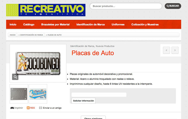 Programacion de catalogo de productos para venta o solicitud de compra en Internet