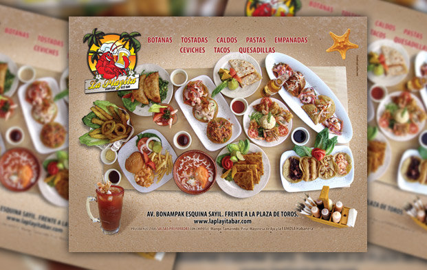 Anuncio para el Restaurante La Playita en Cancun.