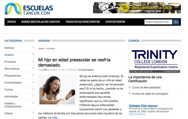 Desarrollo de pagina de Internet para Escuelas en Cancun
