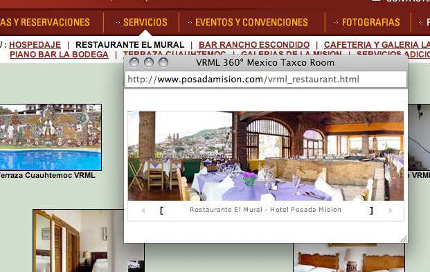 Hotel Posada de la Mision - Recorridos de 360 grados de las instalaciones en Adobe Flash