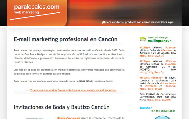 Diseño de pagina de Internet ParaLocales.com