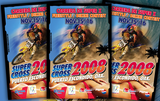 Diseño de imagen publicitaria para Super Cross 2008 Oaxaca